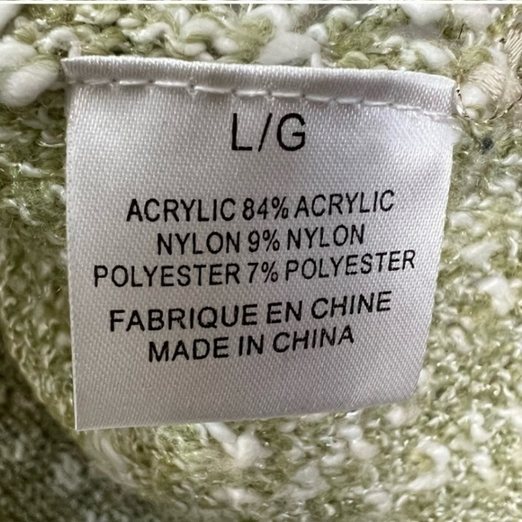 Sage green beaded lace short sleeve knit sweater L - Picture 8 of 13